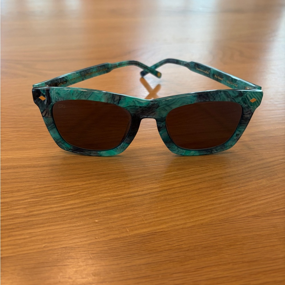 Teal Green Marble Square Sunglasses - Opolis brand Devlin style with case